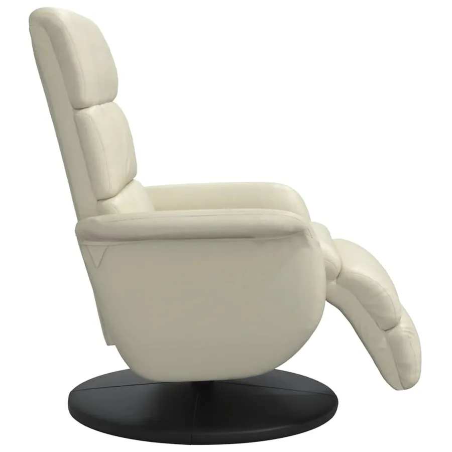 Fauteuil inclinable avec repose-pieds crème similicuir - 4
