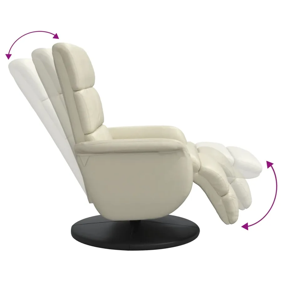 Fauteuil inclinable avec repose-pieds crème similicuir - 6
