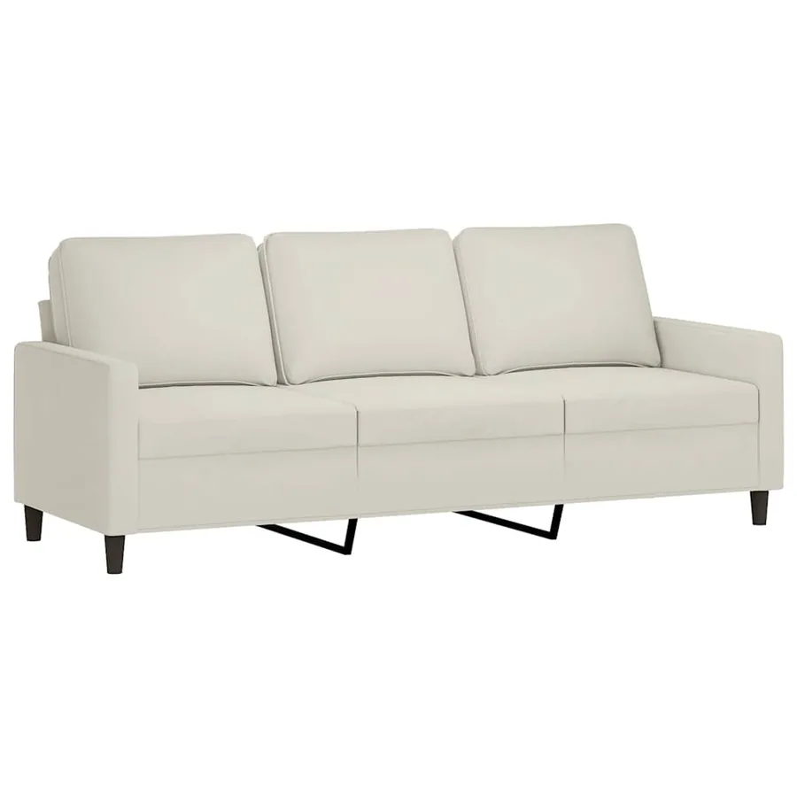 Canapé à 3 places avec repose-pieds Crème 180 cm Velours - 4