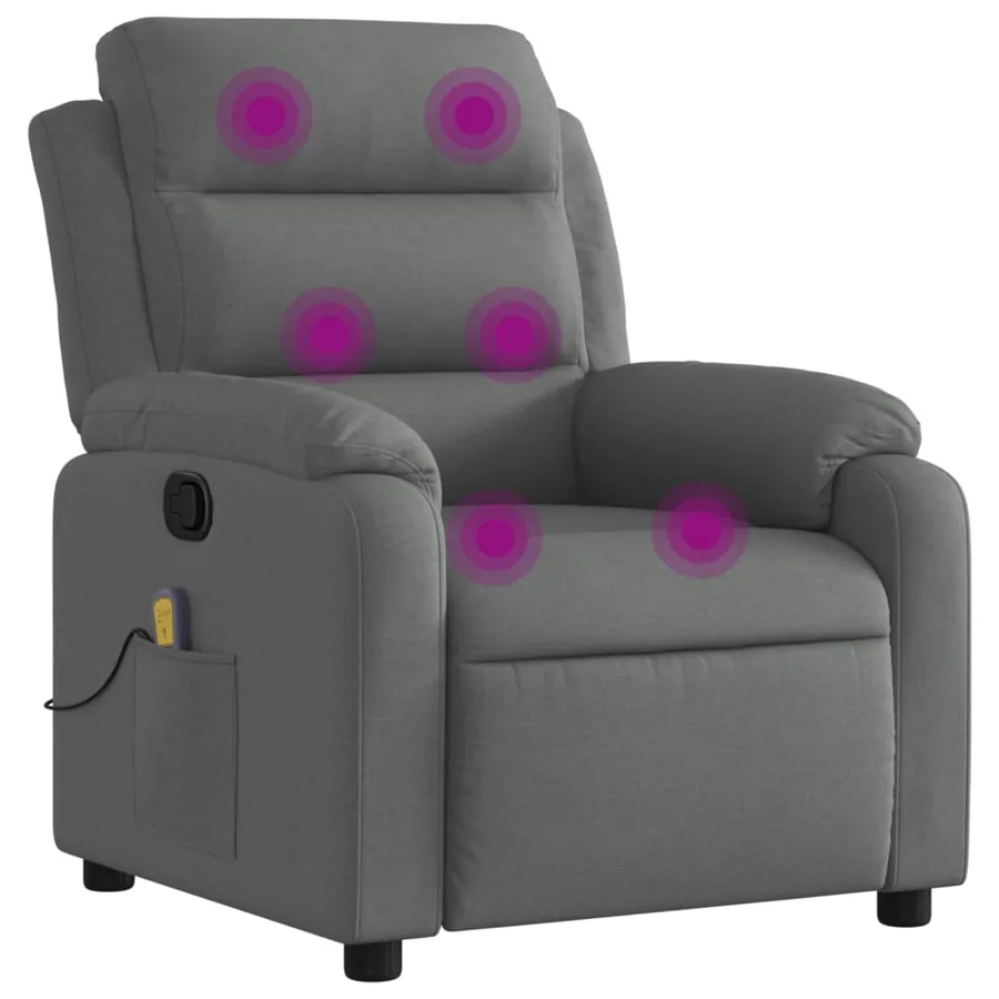Fauteuil inclinable de massage gris foncé tissu - 2