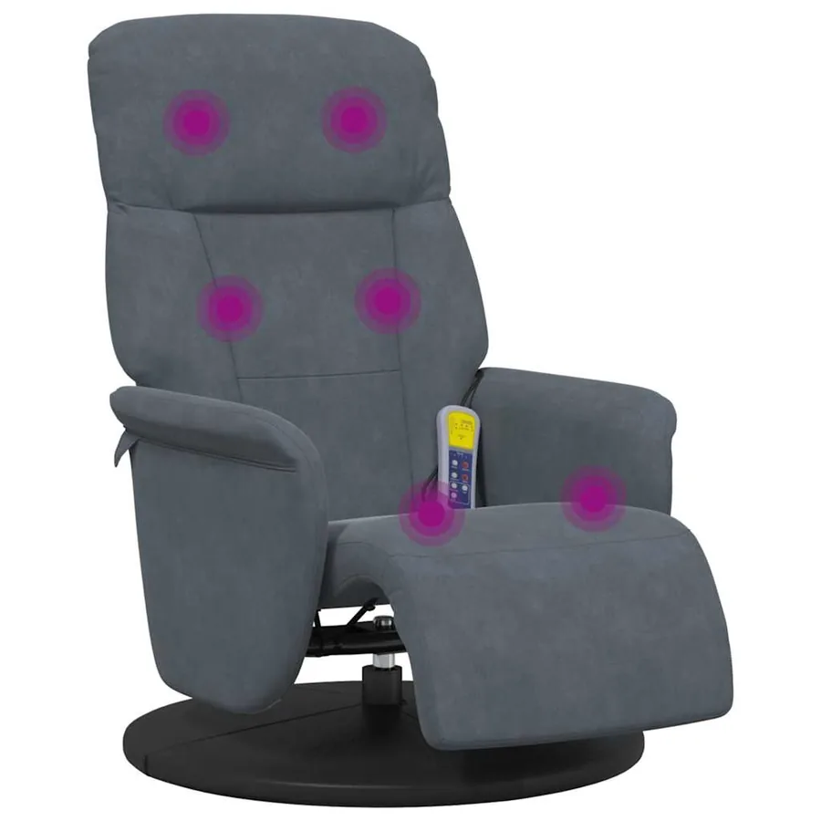 Fauteuil inclinable de massage repose-pied gris foncé velours - 2