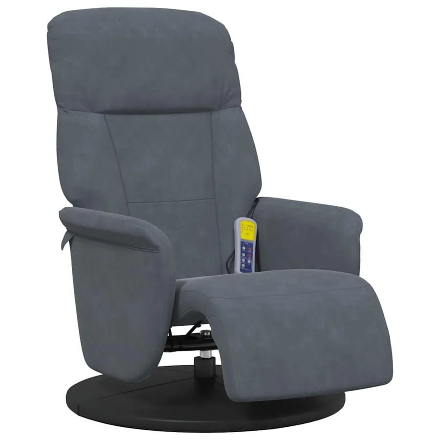 Fauteuil inclinable de massage repose-pied gris foncé velours - 4