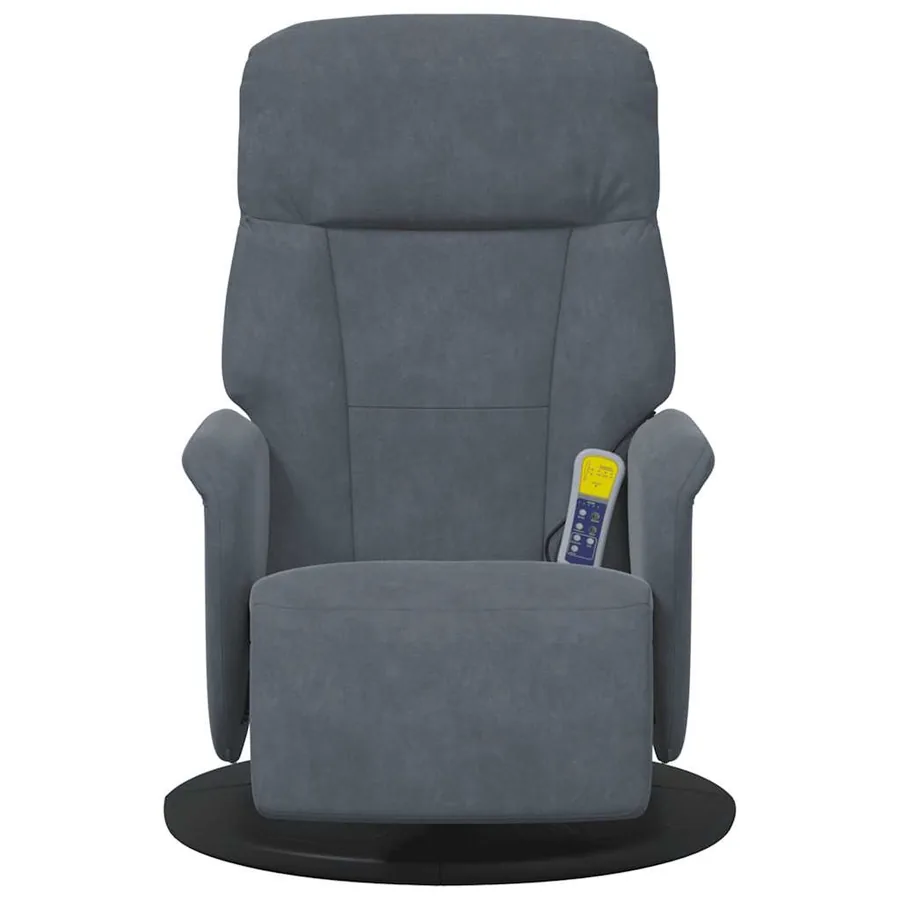 Fauteuil inclinable de massage repose-pied gris foncé velours - 5