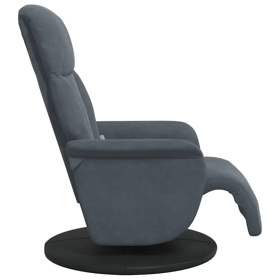 Fauteuil inclinable de massage repose-pied gris foncé velours - 6