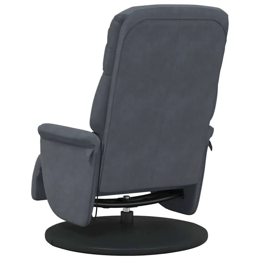 Fauteuil inclinable de massage repose-pied gris foncé velours - 7