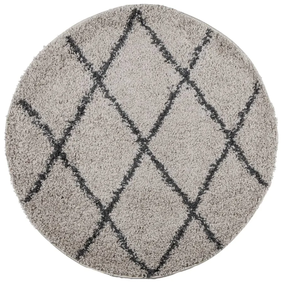 Tapis shaggy à poils longs moderne beige et anthracite Ø 120 cm - 2
