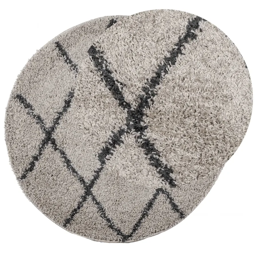 Tapis shaggy à poils longs moderne beige et anthracite Ø 120 cm - 3