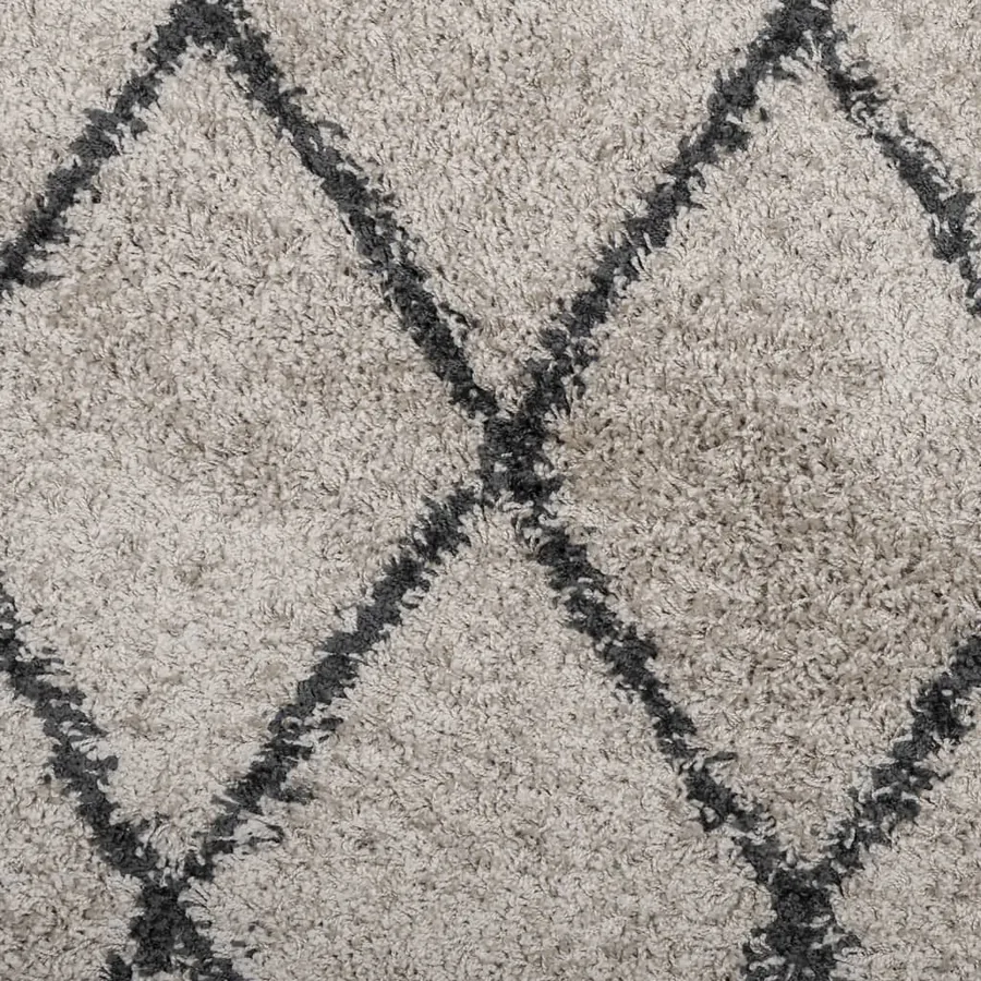 Tapis shaggy à poils longs moderne beige et anthracite Ø 120 cm - 9