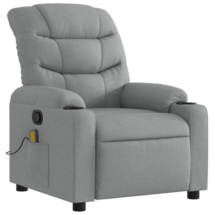 Fauteuil inclinable de massage gris clair tissu - 3