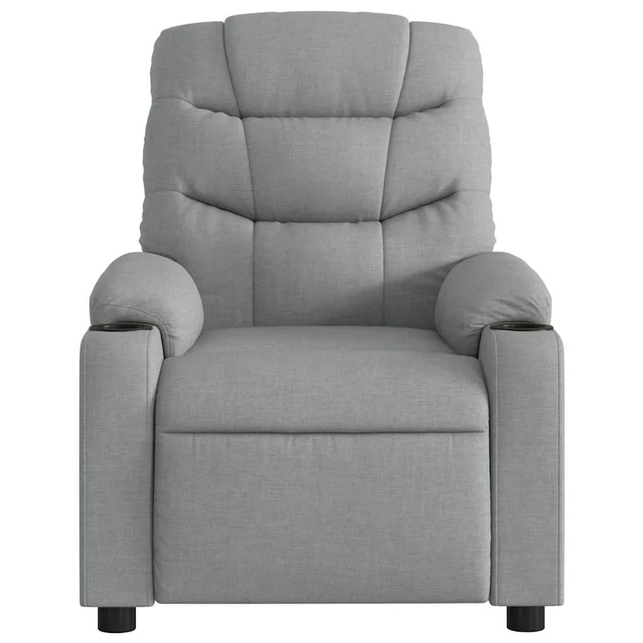 Fauteuil inclinable de massage gris clair tissu - 7