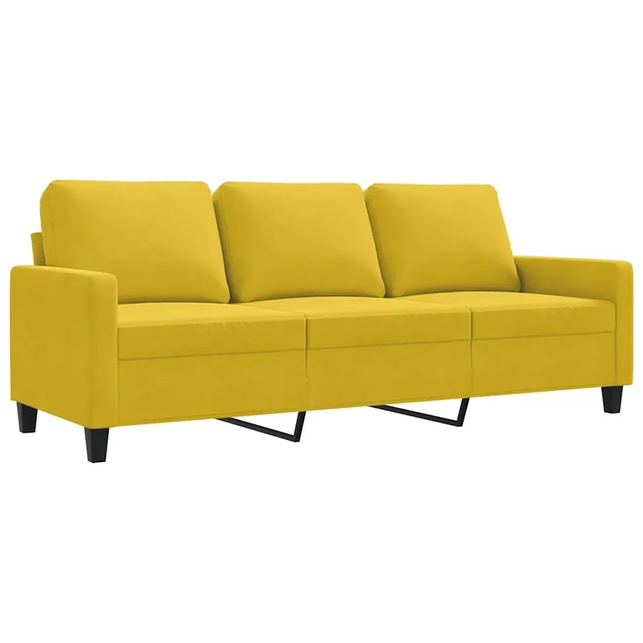 Canapé à 3 places Jaune 180 cm Velours - 2