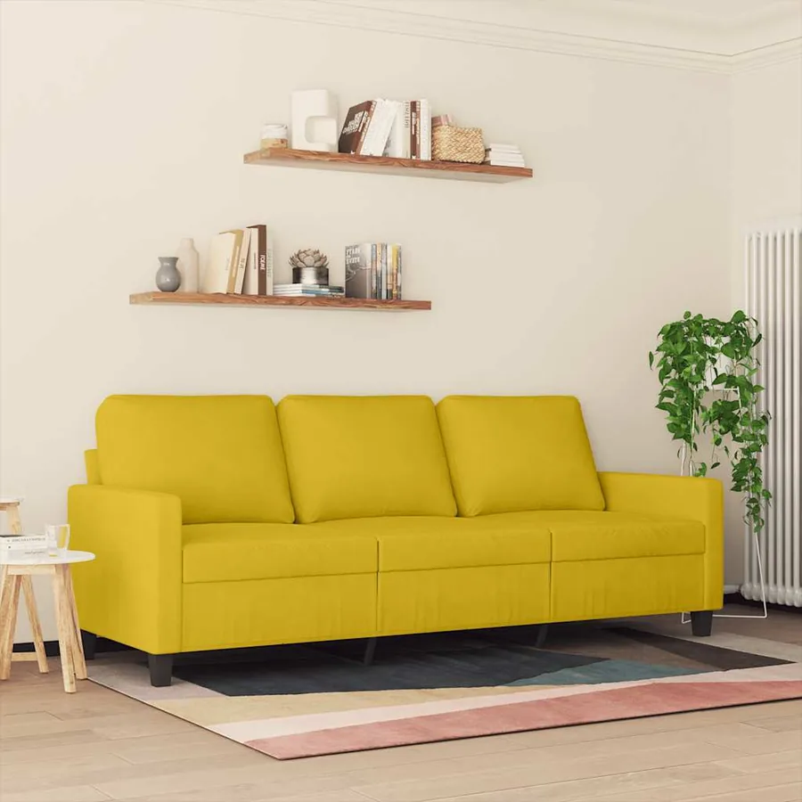 Canapé à 3 places Jaune 180 cm Velours - 3