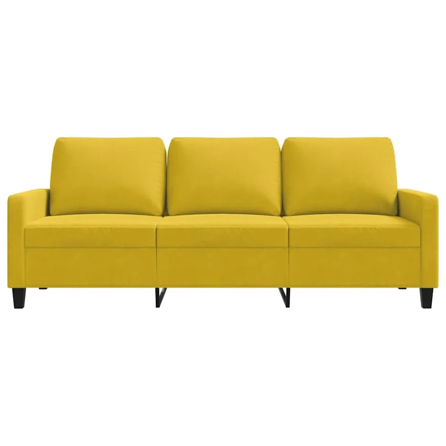 Canapé à 3 places Jaune 180 cm Velours - 4
