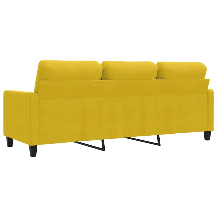 Canapé à 3 places Jaune 180 cm Velours - 6