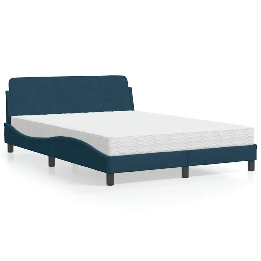 Lit avec matelas Dover bleu 140x200 cm velours - 2