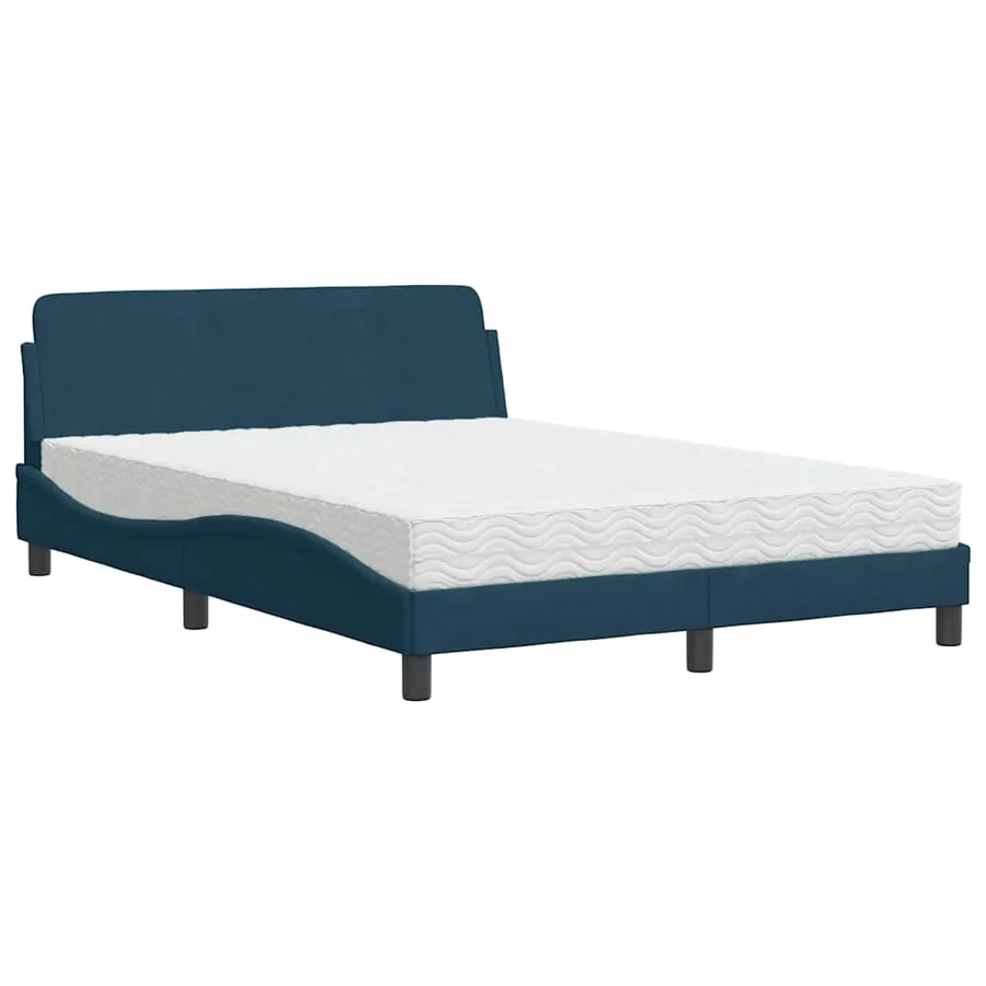 Lit avec matelas Dover bleu 140x200 cm velours - 3