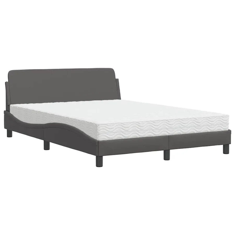 Lit avec matelas Dover gris 140x200 cm similicuir - 2
