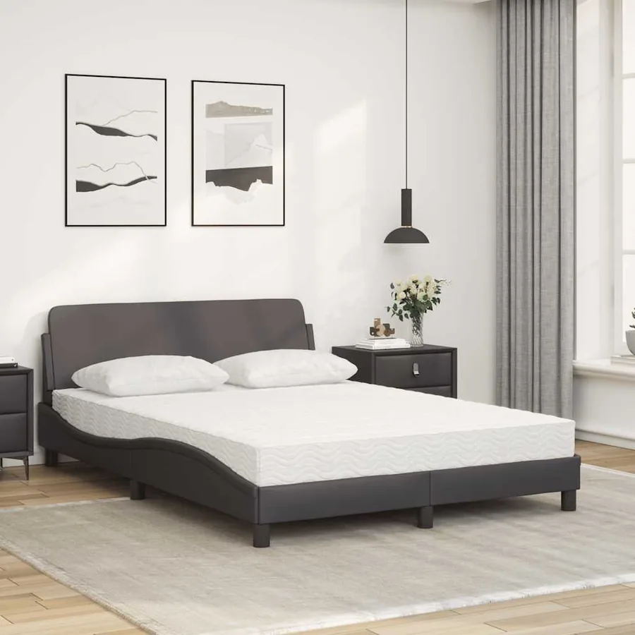 Lit avec matelas Dover gris 140x200 cm similicuir - 3