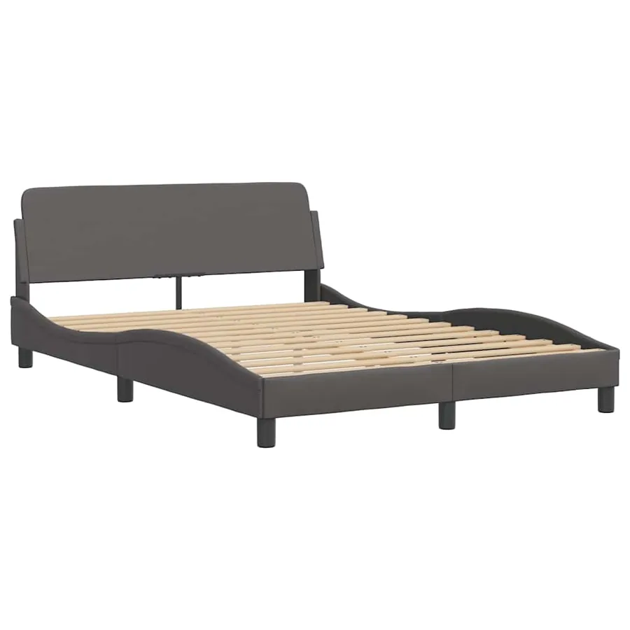 Lit avec matelas Dover gris 140x200 cm similicuir - 4