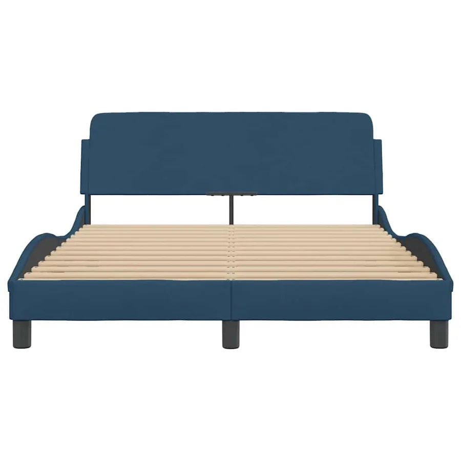 Cadre de lit avec tête de lit Dover bleu 140x200cm tissu - 4