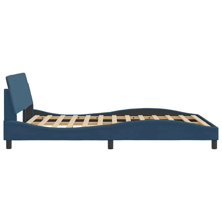 Cadre de lit avec tête de lit Dover bleu 140x200cm tissu - 5