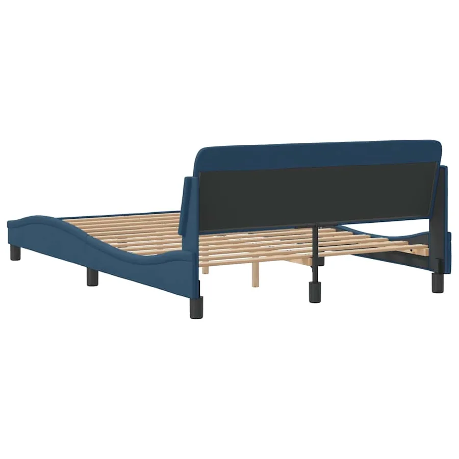 Cadre de lit avec tête de lit Dover bleu 140x200cm tissu - 6