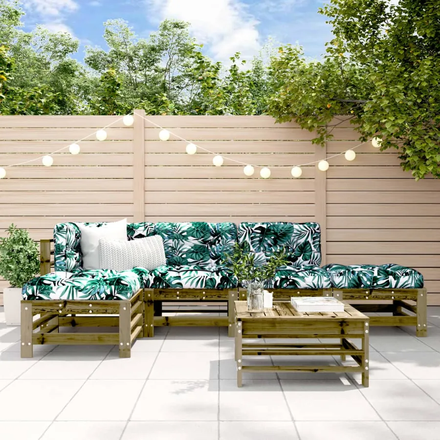 Salon de jardin 6 pcs bois de pin imprégné