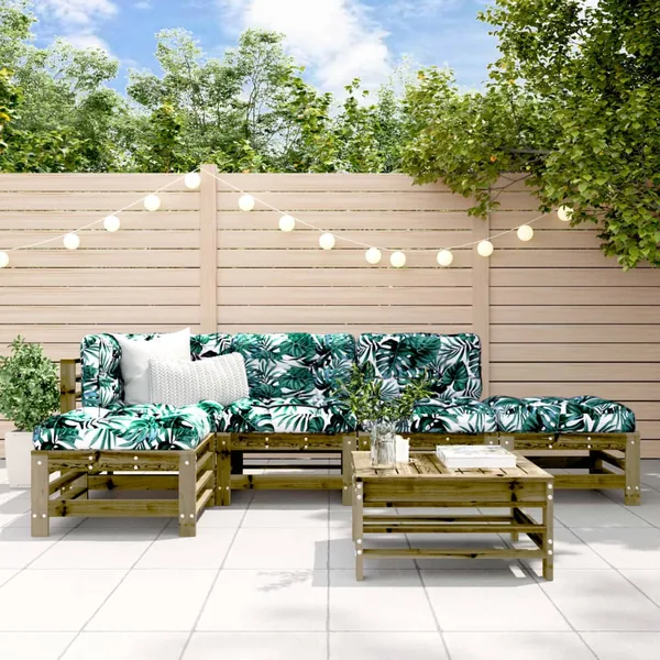 Salon de jardin 6 pcs bois de pin imprégné
