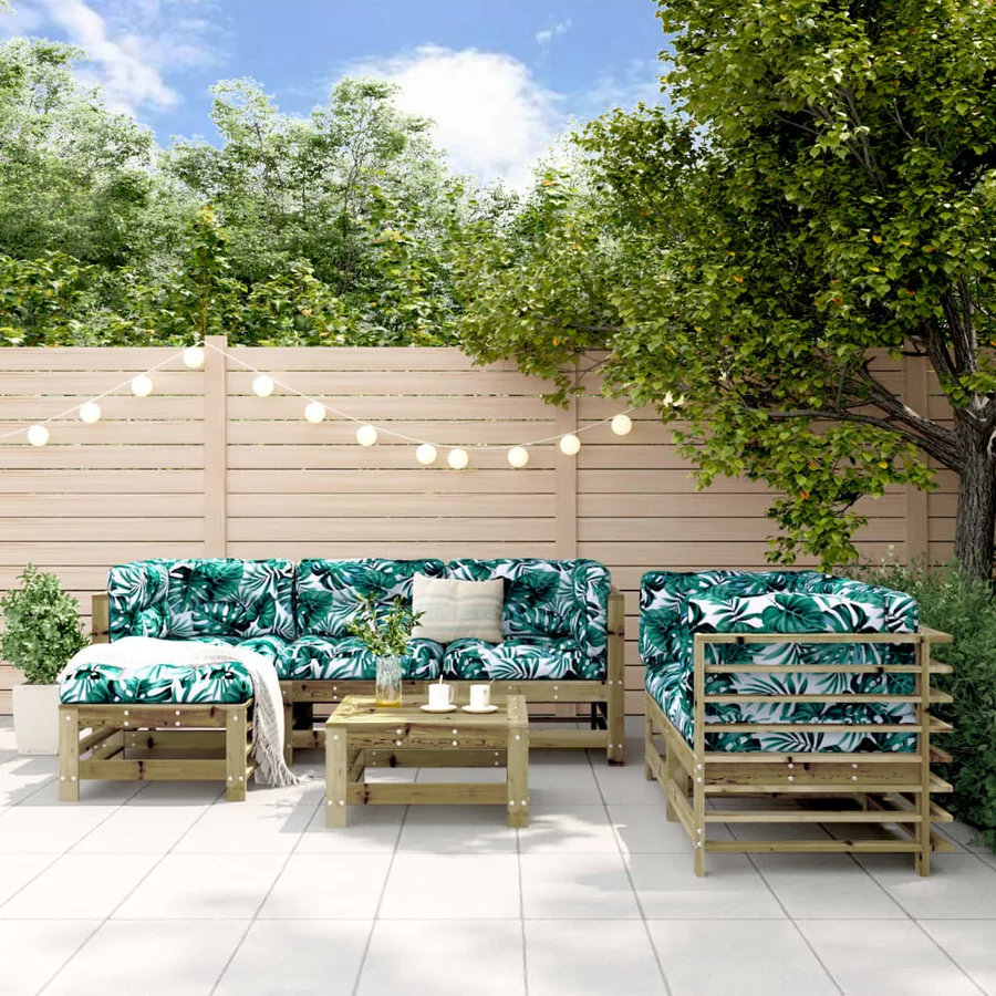 Salon de jardin 7 pcs bois de pin imprégné