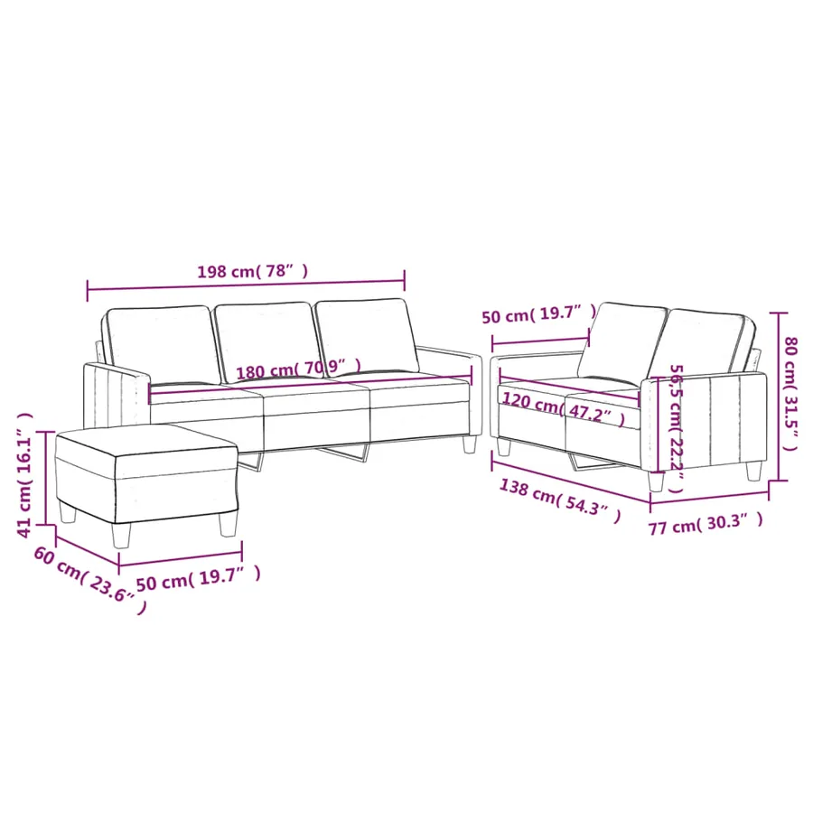 Ensemble de canapés 3 pcs avec coussins Gris clair Velours - 9