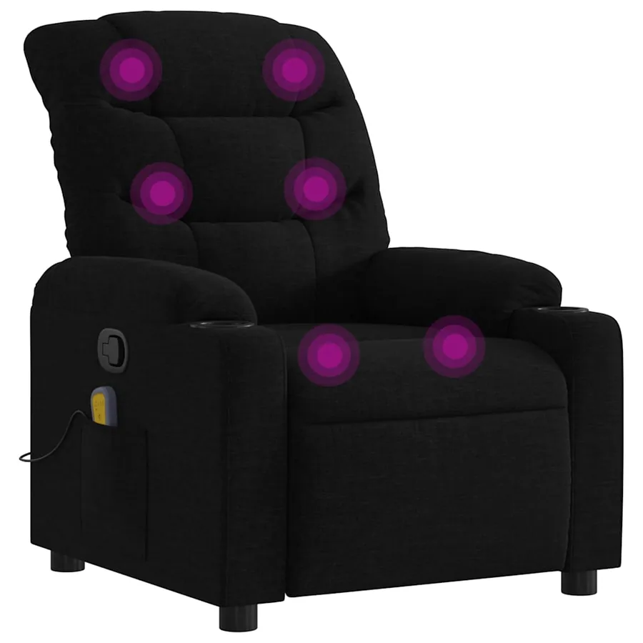 Fauteuil inclinable de massage noir tissu - 2