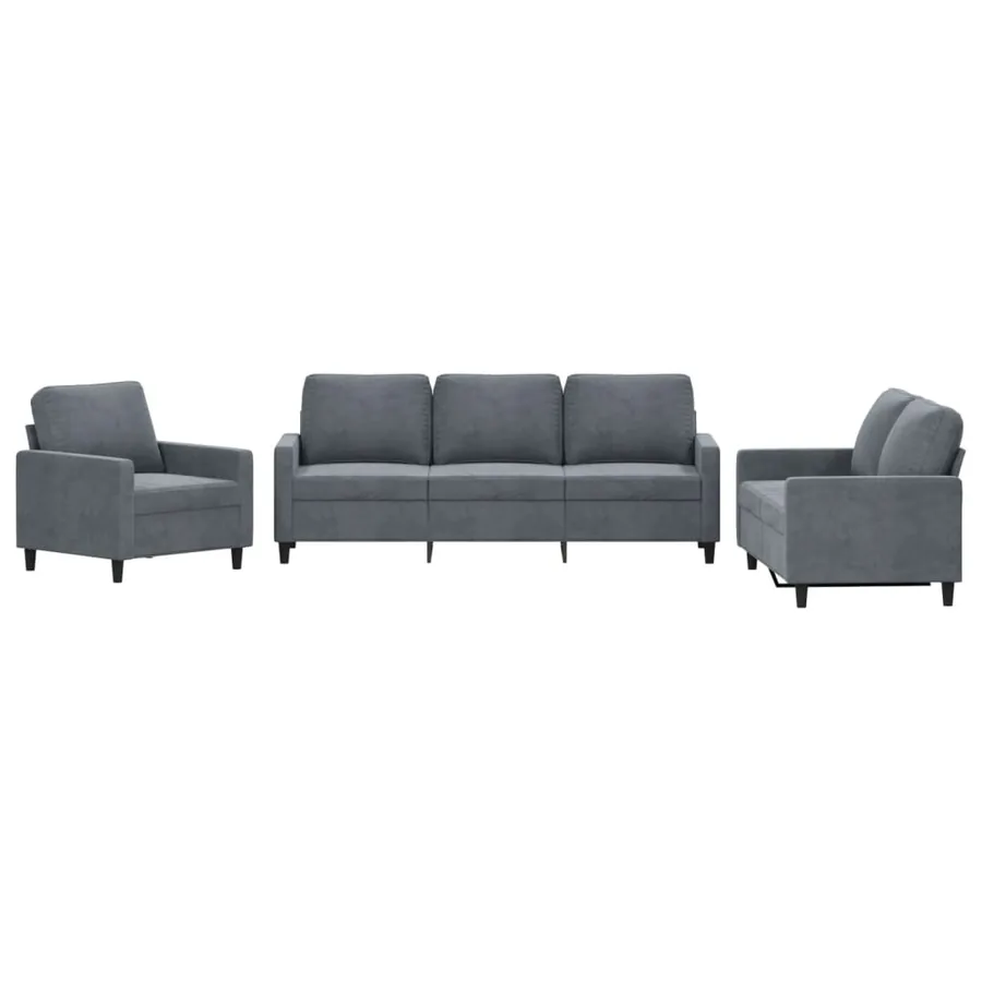 Ensemble de canapés 3 pcs avec coussins Gris foncé Velours - 2