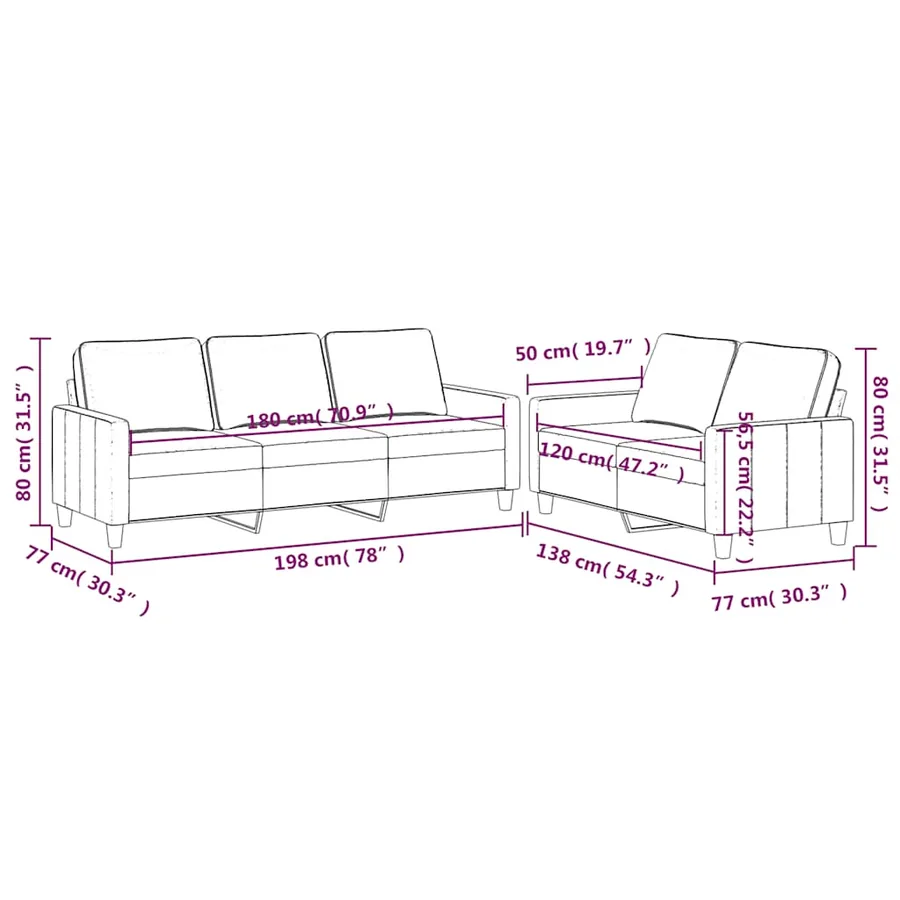 Ensemble de canapés 2 pcs avec coussins Vert foncé Velours - 7
