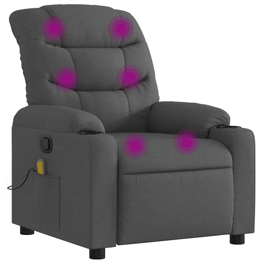 Fauteuil de massage inclinable Gris foncé Tissu - 2