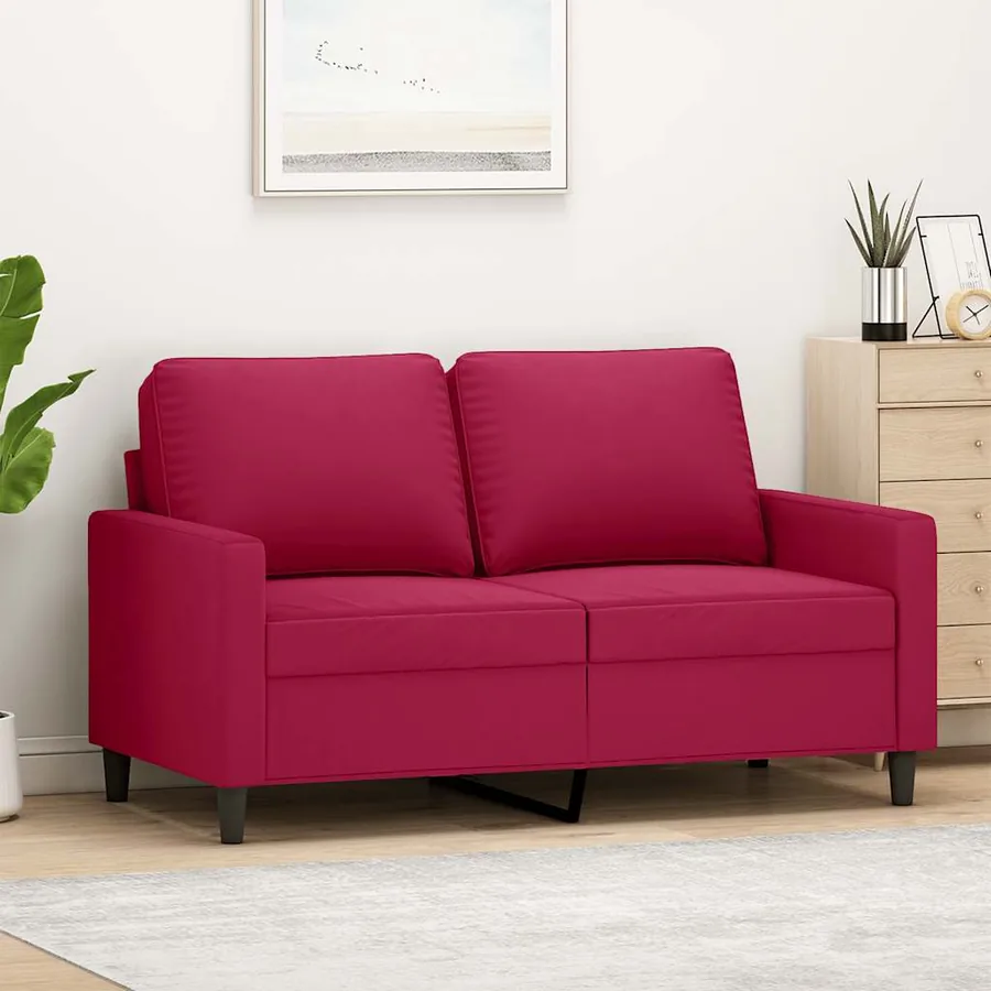 Canapé à 2 places Rouge bordeaux 120 cm Velours