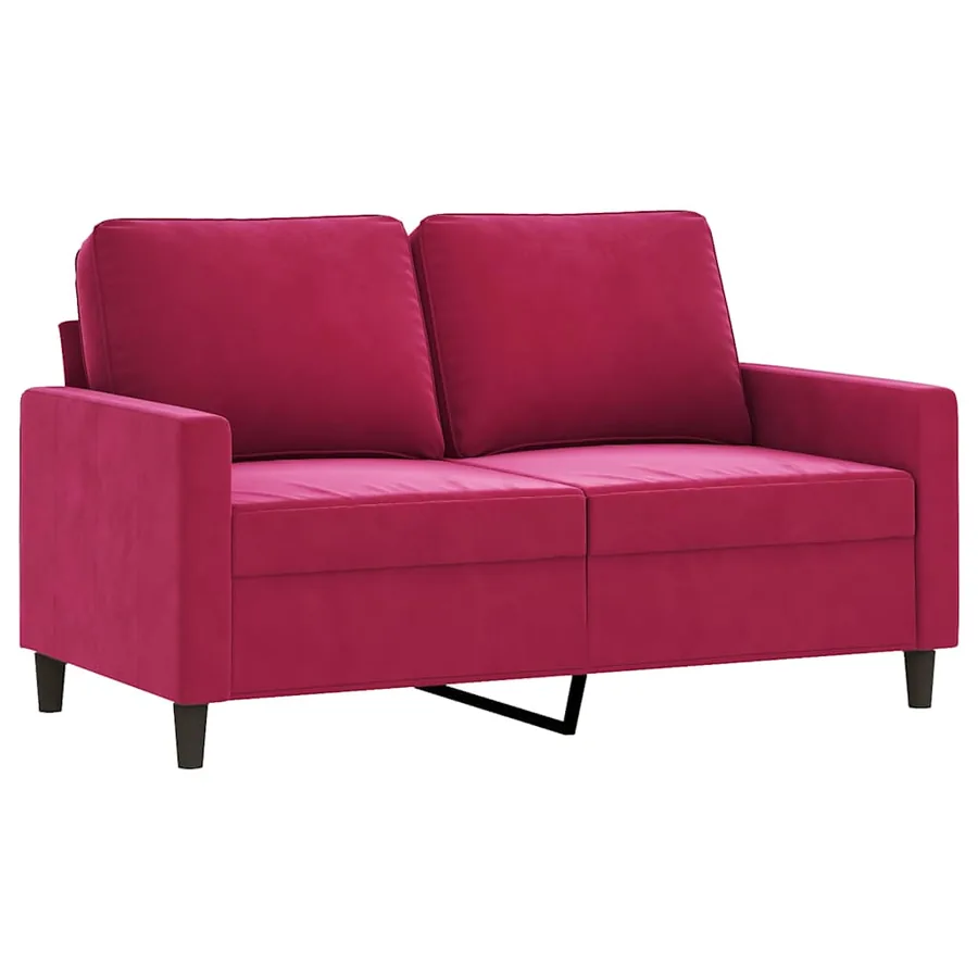 Canapé à 2 places Rouge bordeaux 120 cm Velours - 2