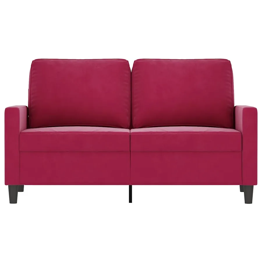 Canapé à 2 places Rouge bordeaux 120 cm Velours - 3