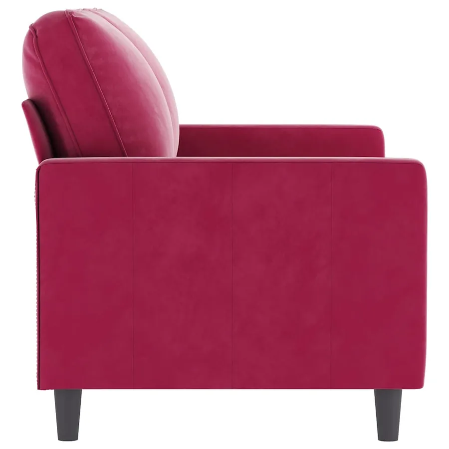 Canapé à 2 places Rouge bordeaux 120 cm Velours - 4