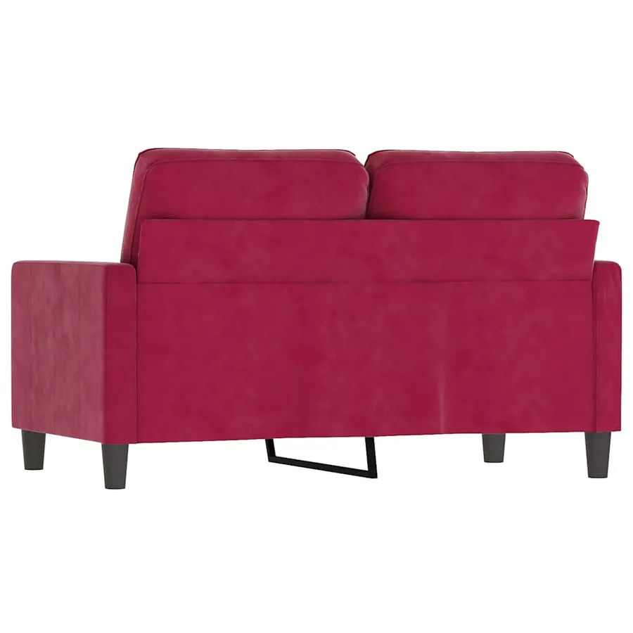 Canapé à 2 places Rouge bordeaux 120 cm Velours - 5