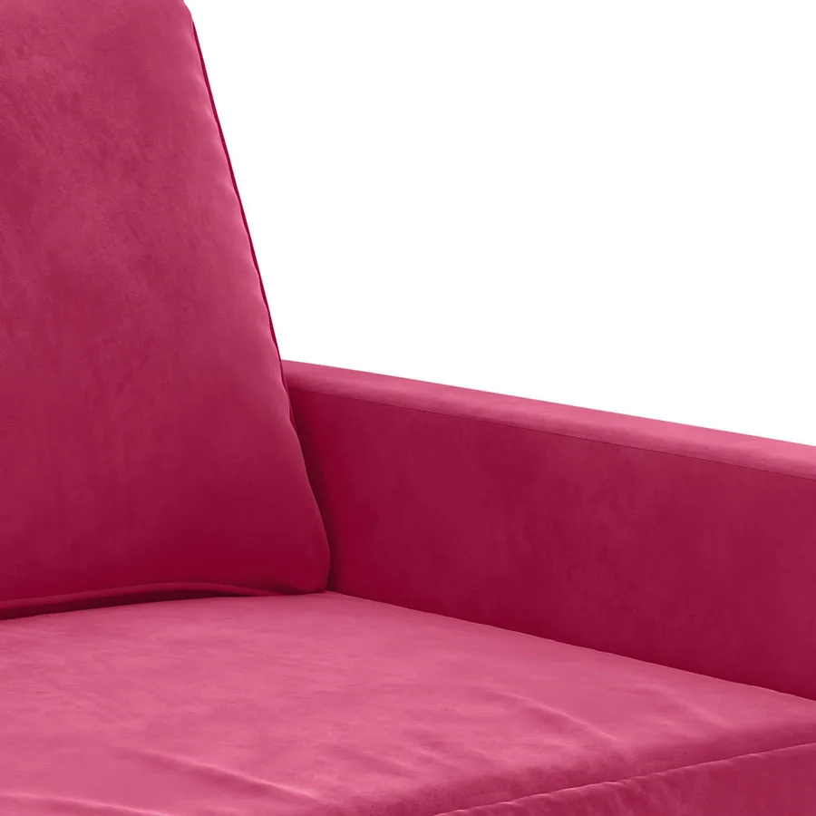 Canapé à 2 places Rouge bordeaux 120 cm Velours - 6