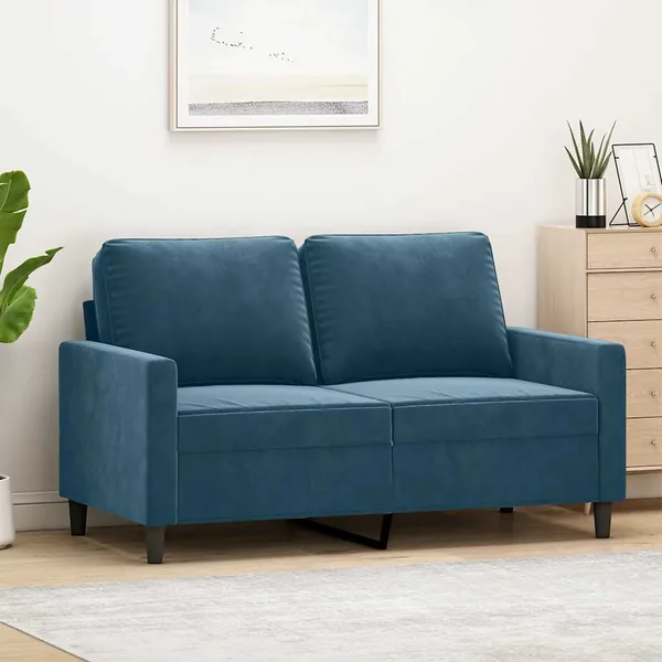 Canapé à 2 places Bleu 120 cm Velours