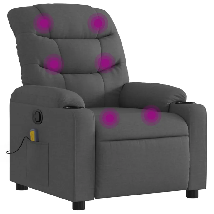 Fauteuil de massage inclinable gris foncé tissu - 2