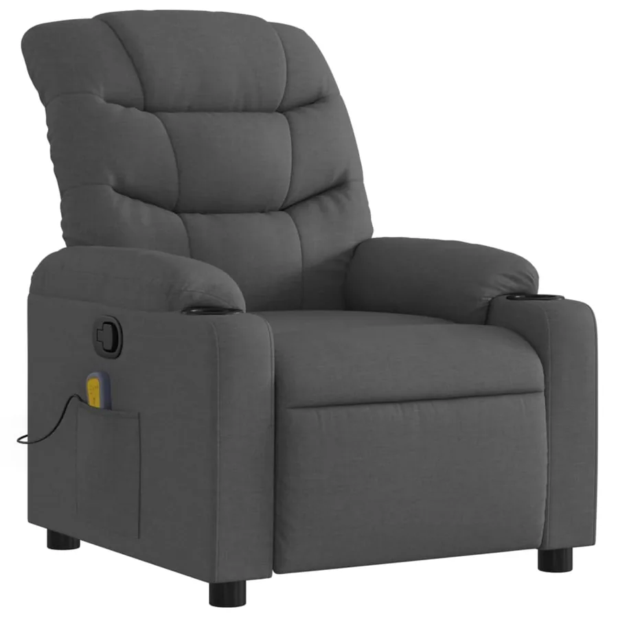 Fauteuil de massage inclinable gris foncé tissu - 3