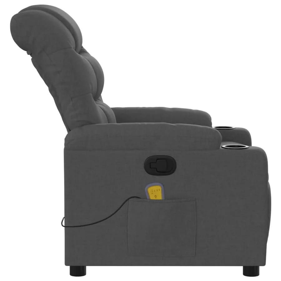 Fauteuil de massage inclinable gris foncé tissu - 8