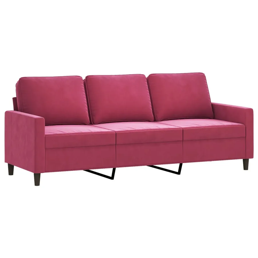 Ensemble de canapés 3 pcs avec coussins Rouge bordeaux Velours - 4