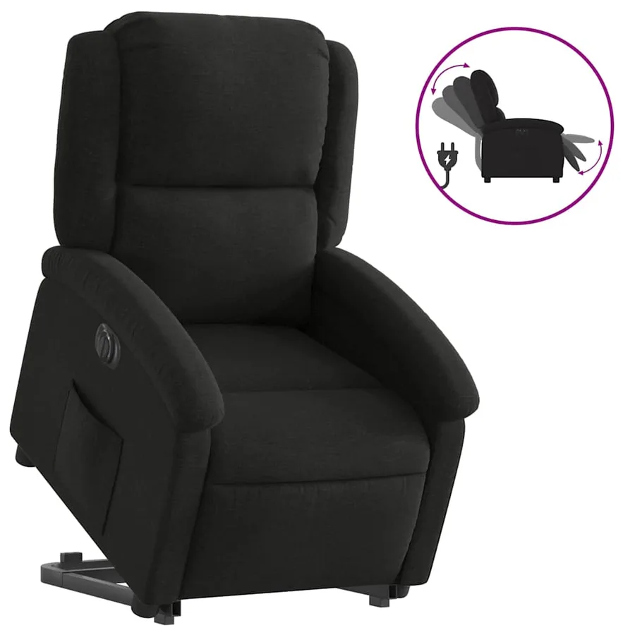 Fauteuil inclinable électrique noir tissu - 2