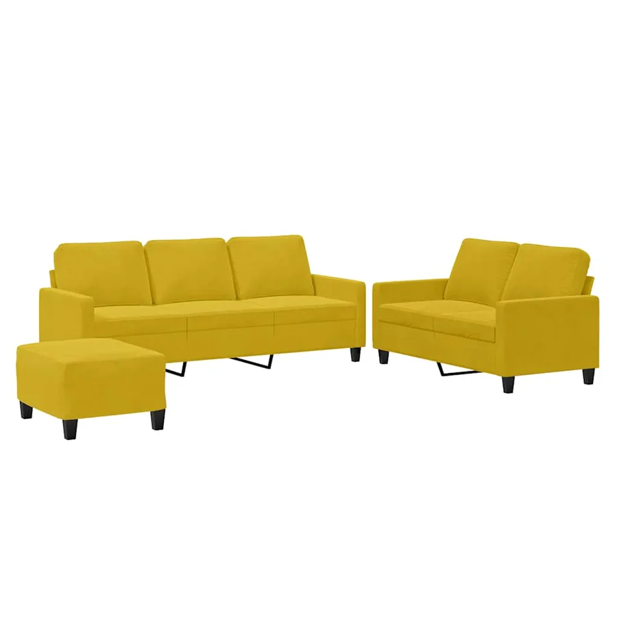 Ensemble de canapés 3 pcs avec coussins Jaune Velours - 2