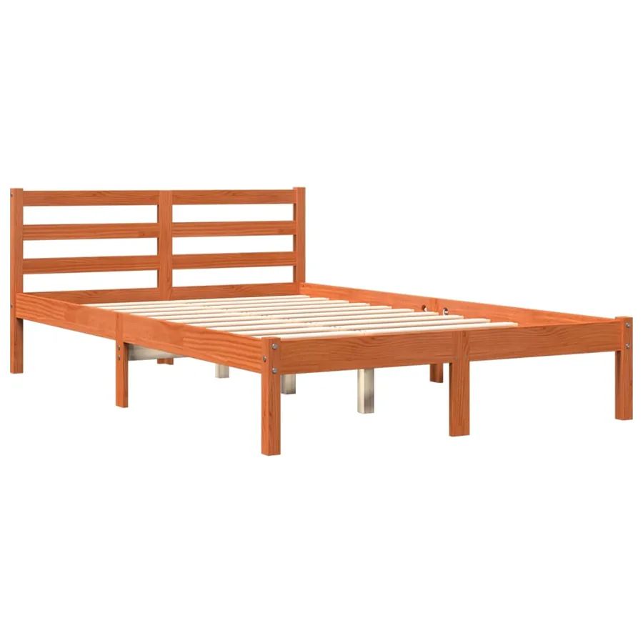 Cadre de lit sans matelas cire marron 150x200cm bois pin massif - 3