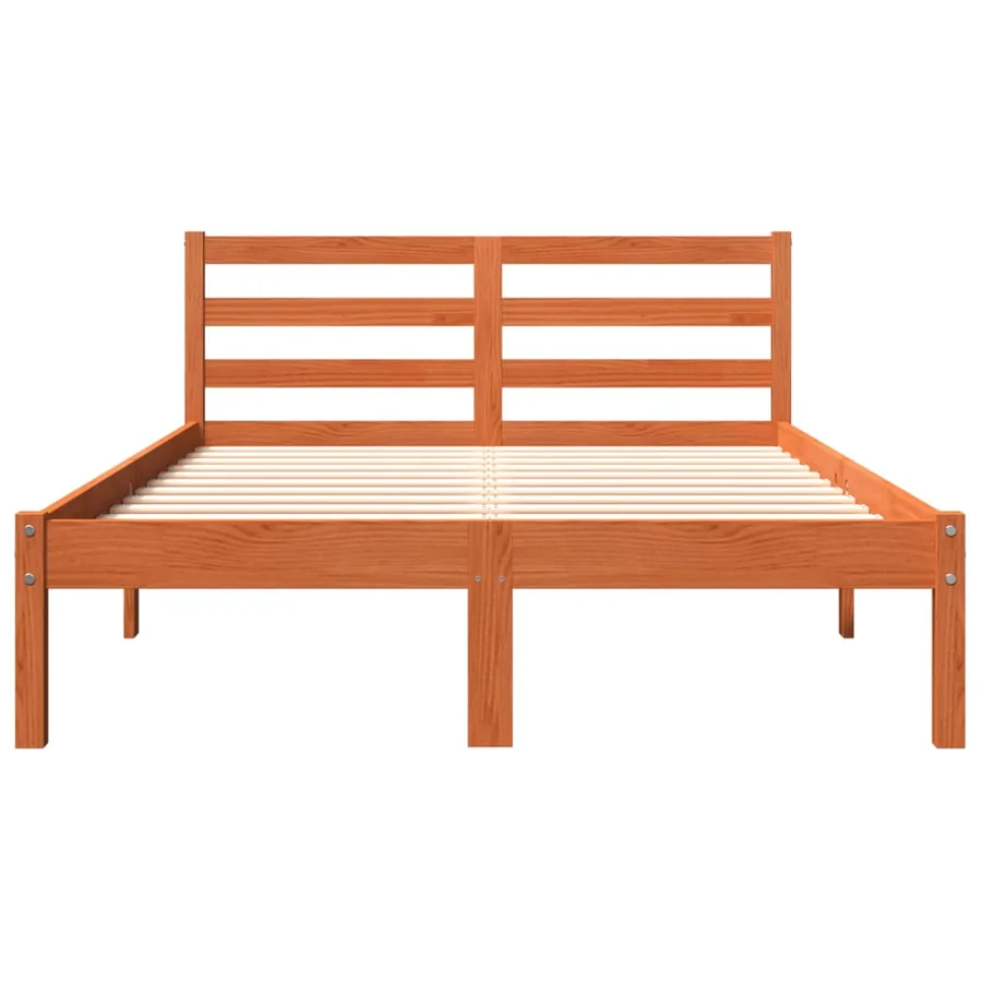 Cadre de lit sans matelas cire marron 150x200cm bois pin massif - 4