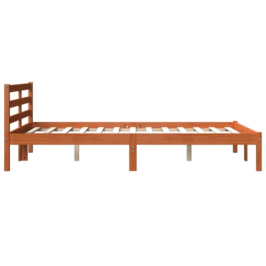 Cadre de lit sans matelas cire marron 150x200cm bois pin massif - 5